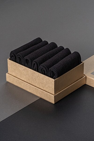 Emiliano Basco London - 6 Çift Siyah Supima Pamuğu Erkek Çorabı