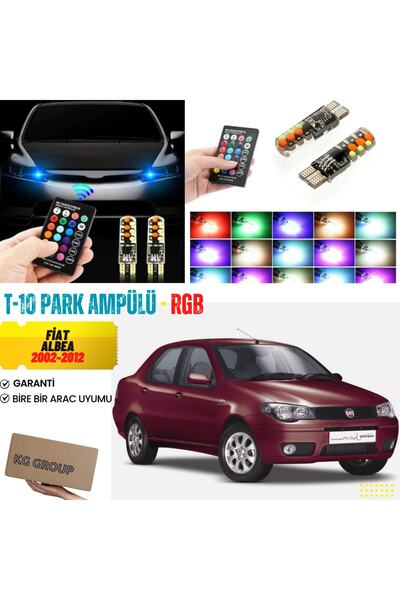 KG GROUP Fiat Albea 2003 Uyumlu T10 Kumandalı Park Ampulü Rgb Led