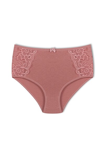 HNX 3-Piece Cotton High Waist Large Size Bato Women's Panties with Lace Detail on the Sides