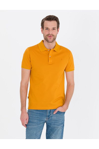 Pierre Cardin Tricou galben cu gât polo țesut sport Mercerized de 23 de ani