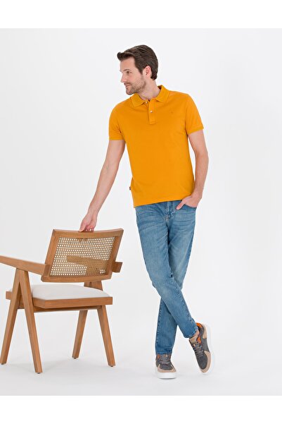 Pierre Cardin 23y Mercerized Sports Woven Slim Fit Yellow Polo Collar T-shirt