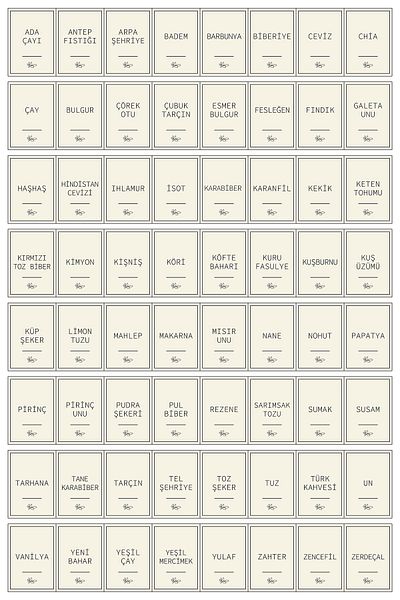 NeoPrint 64 τμχ Μπεζ Minimal Spice Rack Label Σετ αυτοκόλλητων παξιμάδια βάζο οργάνωσης κουζίνας