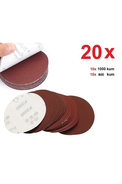 Depolife 115mm Velcro Base 20 Pieces Sanding Set 1000 Grit 800 Grit Dry Sanding Set Polishing with Drill Adapter