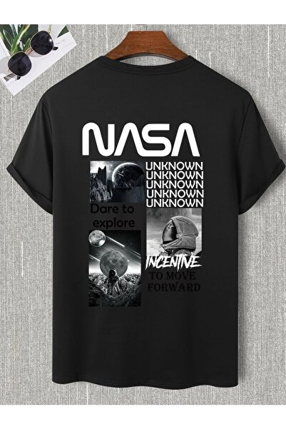 MOONBULL Оверсайз чорна футболка з принтом на спині Nasa Unknown