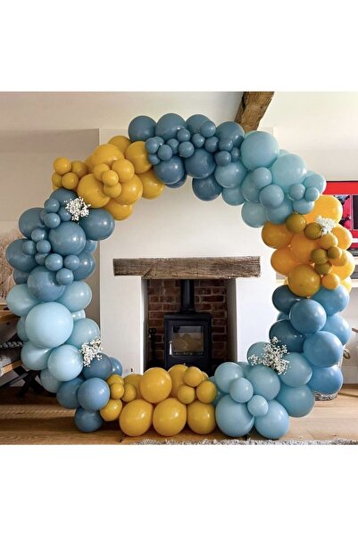 BEST PARTİ DOĞUM GÜNÜ PARTİ SÜSLERİ مجموعة بالون ريترو الكركم العميق للمحيطات والعاصفة الزرقاء 100 قطعة