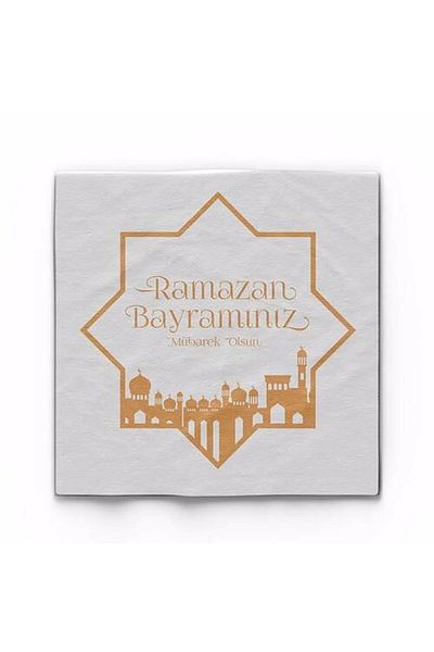 DÜVENCİ TİCARET مناديل مذهبة بيضاء رمضان بيرم ذهبي 16 قطعة