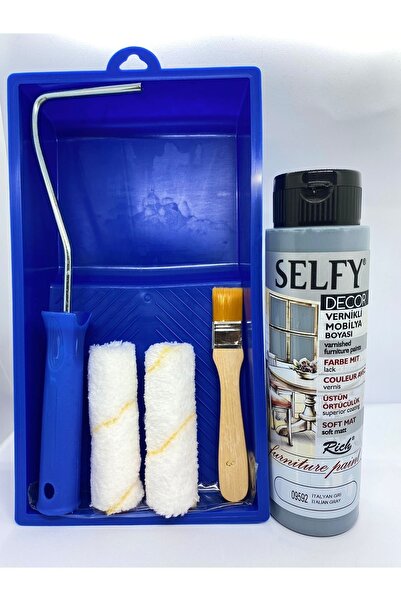 Rich Selfy Decor Kendinden Vernikli Mobilya Boyası 500 Cc Italyan Gri Boyama Rulo Seti