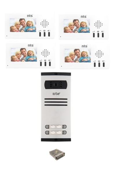 Nts Diafon Görüntülü Dört Daire Için Villa Kit Set Komple