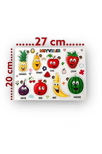 Kiri Ahşap Eğitici Öğretici Yapboz Bul Tak Meyveler