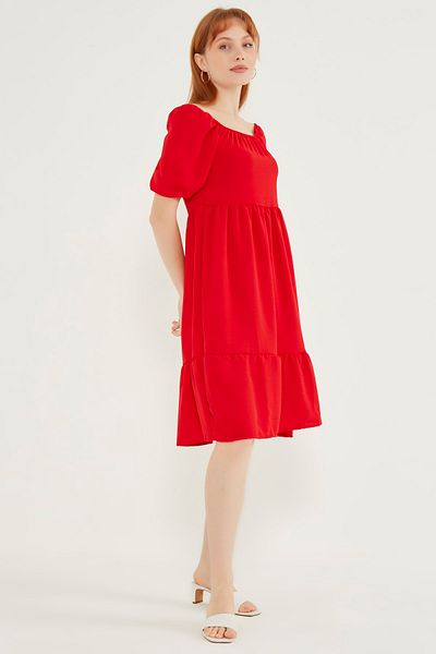 MEECY Rochie de damă roșie cu guler Madonna