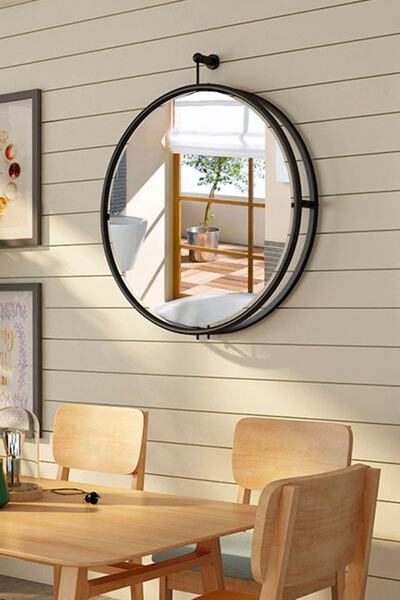 AGA KONSEPT Ayna La Black 60 Cm, Dekoratif Duvar Aynası