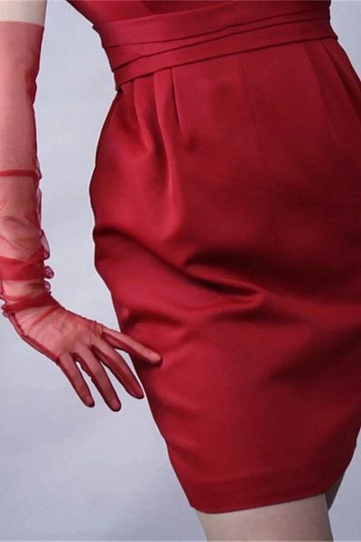 Hayalperest boncuk Mănuși din tul roșu pentru costumul Edliven Mănuși din tul cu design special