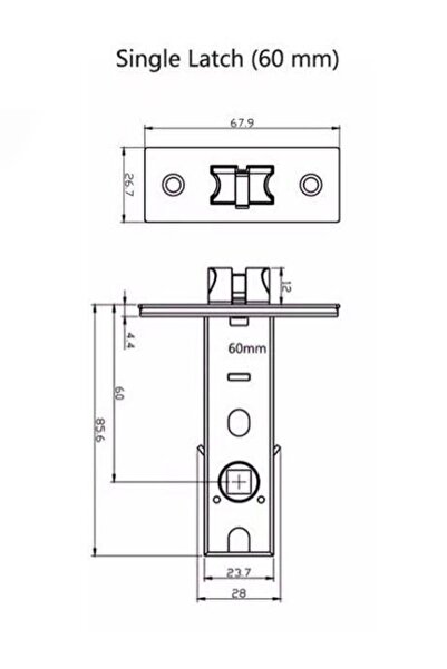 Nüans Kapı Sistemleri Tek Dilli Sessiz Kapı, Şaf Kapağı Kilidi,oda Kilidi, Yangın Kapısı Kilidi 60mm