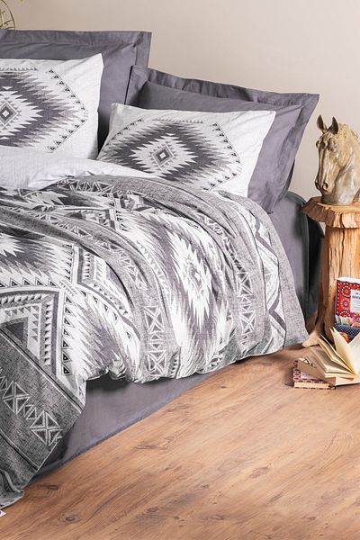 Cotton Box Ethnic Single Duvet Cover Set Delos Anthracite