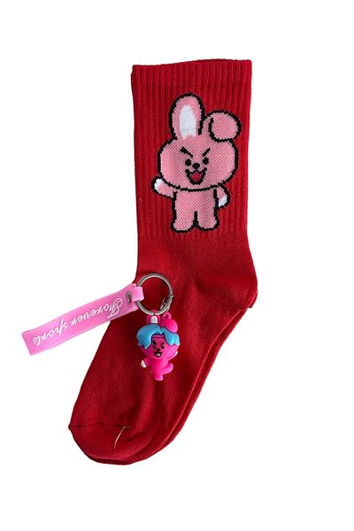 çorapdunyam Комплект чорапи и ключодържател с цветен дизайн Cooky Bts Emoji