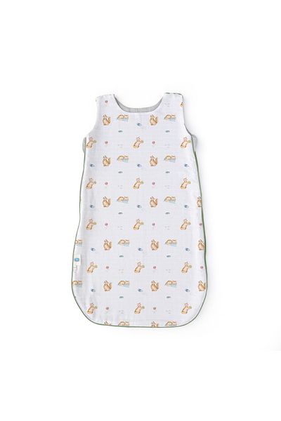 DEUX LAPINS 0-6 Months Cat Patterned Muslin Baby Sleeping Bag - 100% Cotton, 1.85 Tog Chaton