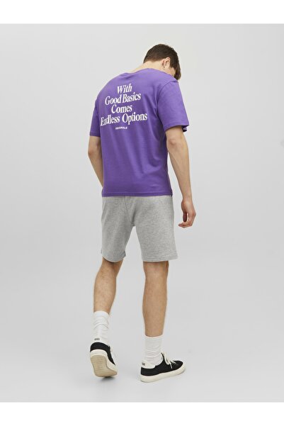 Jack & Jones Erkek Logo Detaylı Sweat Şort - Shark - 12228647 - BS