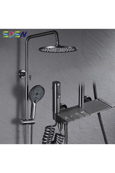 FLEKO DUŞ Seti Piano Tasarım Batarya Dahil Komple Duş Seti Tepe Yağmurlama Ro...