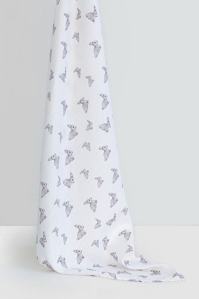 DEUX LAPINS 2-Piece Muslin Baby Blanket - 100% Cotton, Iconique Lapin and Cotton Grey 100X100