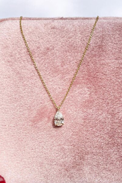 Crystal Diamond Zirconia Işıklı Kutuda Tektaş Damla Kolye