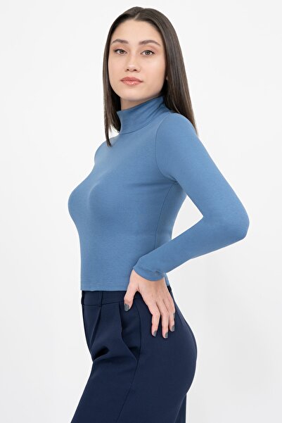 Soyo Γυναικεία μπλούζα με μακρυμάνικο μπλουζάκι από μπλε βαμβακερό ζιβάγκο