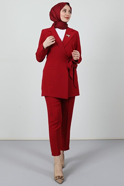 Giza Giyim Stoned Brochure Suit Claret Red