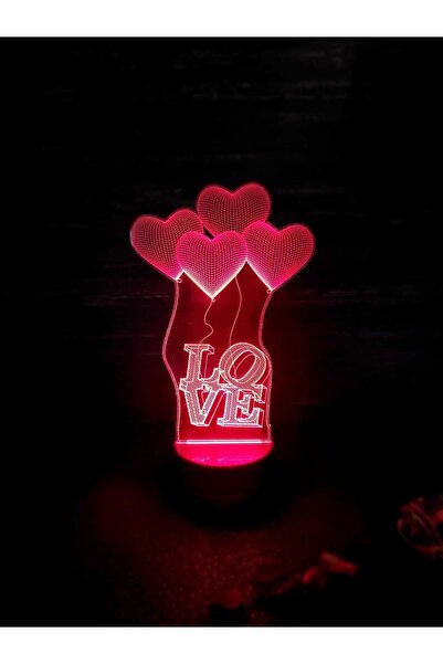 şamaksesuar Sevgiliye Hediye Romantik Love Kalp Led Işıklı 3d Gece Lambası