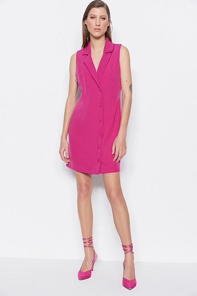 Trendyol Collection Μίνι φόρεμα με φούξια υφαντό ύφασμα με λεπτομέρειες TWOSS19AP0280