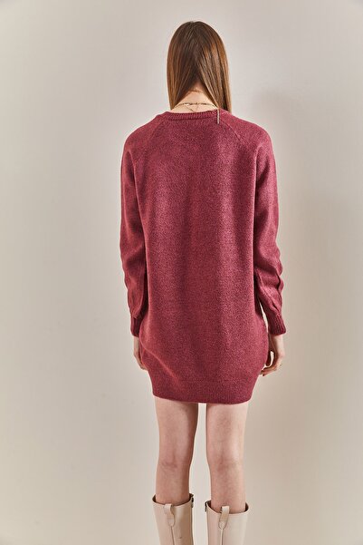 Bianco Lucci Women's Striped Buttoned Soft Knitwear Dress