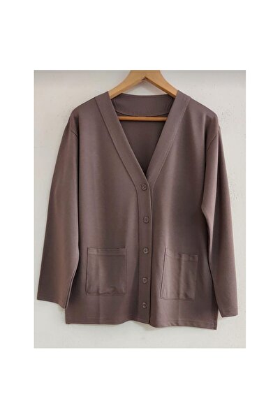 Fresh&Moda Cardigan scurt din bumbac pieptănat din nurcă pentru femei