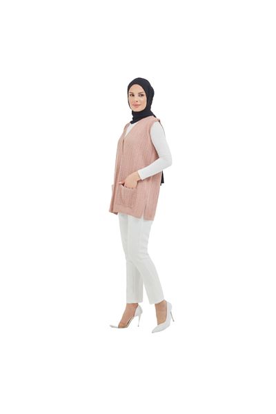 Fresh&Moda Buttoned Powder Mercerized Vest
