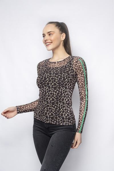 Miss Murem Tulle Blouse-leopard Green