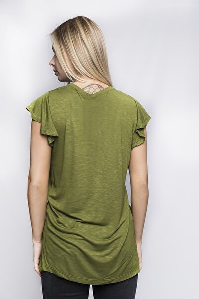Miss Murem V-Neck Buttoned Blouse - Green