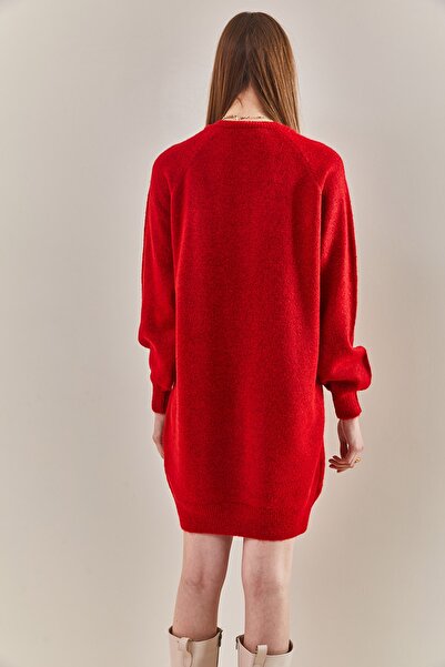 Bianco Lucci Women's Striped Buttoned Soft Knitwear Dress