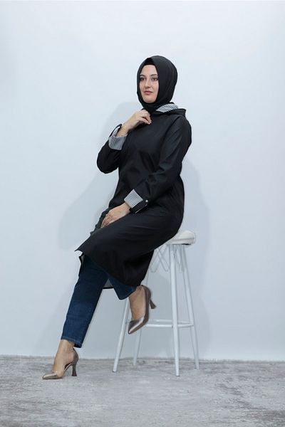 Zey&Ka Butik Plus Size Printed Hooded Raincoat Trench Wear Go Out Cap