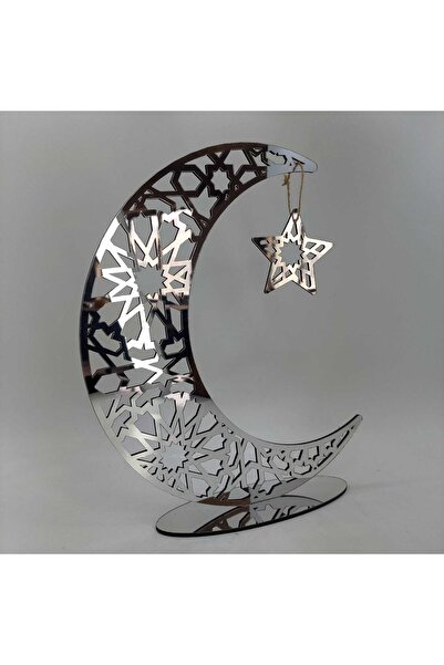 şamaksesuar Ramazan'a Özel Ahşap Gümüş Pleksi Süsleme Ve Dekoratif Hilal