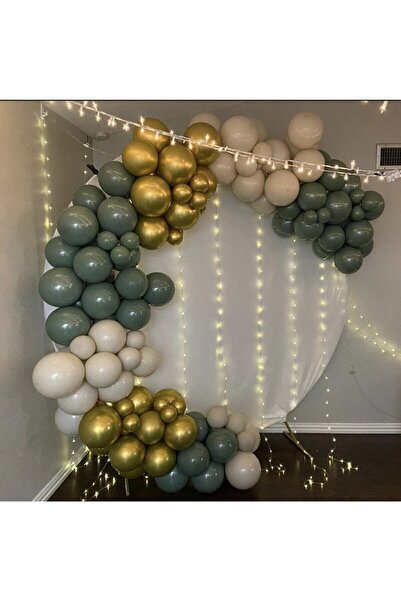 BEST PARTİ DOĞUM GÜNÜ PARTİ SÜSLERİ Chrome Gold Sage and Sea Sand Balloon Set...