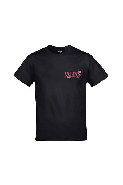 Orijin Tekstil Naruto Sasuke Itachi Anime Front Back Printed Unisex Black T-shirt