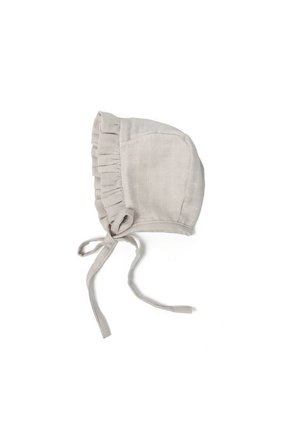 DEUX LAPINS 100% Cotton Muslin Baby Cap - Plain Gray