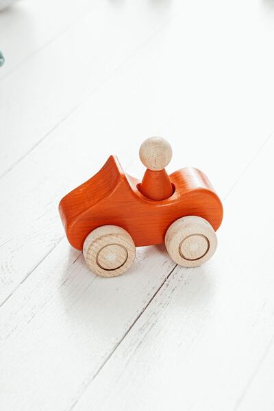 SaltanArt Waldorf Natural Wooden Car Set with Peg Baby