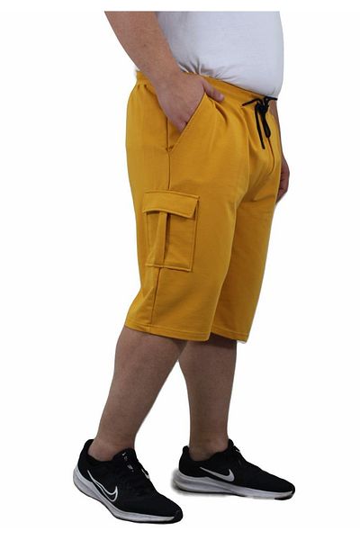 MocGrande Pantaloni scurți din bumbac pieptănat cu buzunar Commando Muștar Plus Size 23602