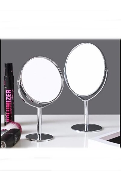 gaman Mini Makyaj Aynası Set 2 Adet Metal Krom Renk Dekoratif Masa Makyaj Aynası