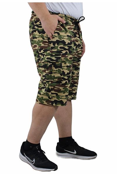 MocGrande Plus Size Men's Beige Commando Camouflage Combed Cotton Shorts 23606