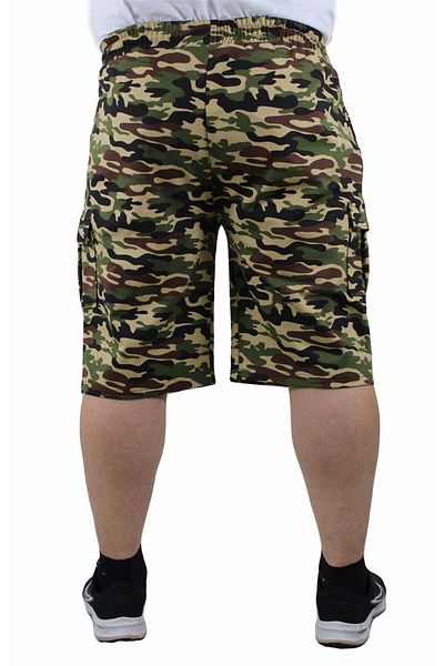 MocGrande Plus Size Men's Beige Commando Camouflage Combed Cotton Shorts 23606