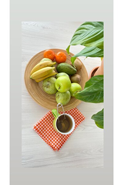 White Alamode Gingham Orange Napkin Holder Set