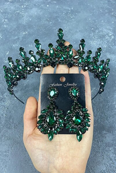 ESPEREST Βραδινό φόρεμα σκουλαρίκια Green Cooker Bridal Henna Crown and Shutt...