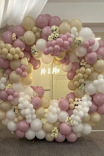 RÖNESANS PARTİ Retro Sea Sand Powder Pink White Balloon Set 50 Pieces