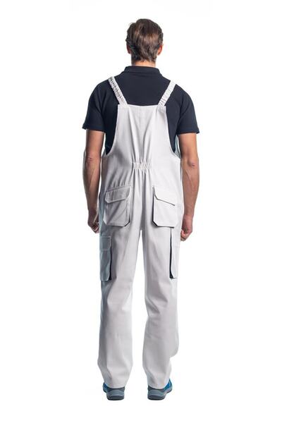 Şensel Gardener Jumpsuit, White-Black -8E1187- Sleeveless Jumpsuit