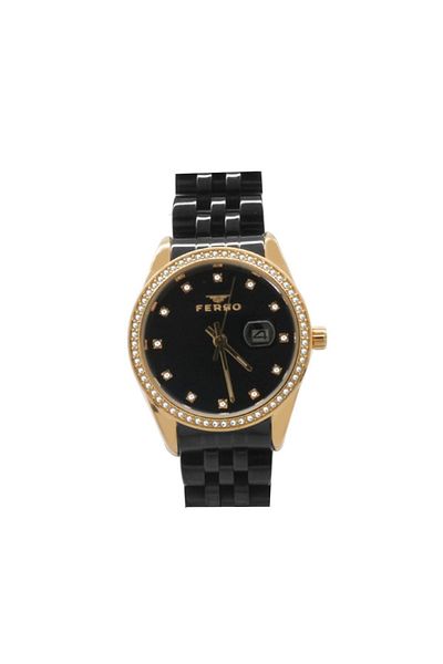 Tesbihane Black Steel Cord Women's Wristwatch Th-f21923a-r