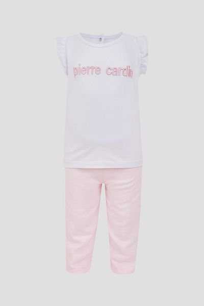 Pierre Cardin 100% Cotton Top Knitted Bottom Woven Muslin Fabric Girl's Bottom Top Set 303863